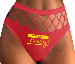 Hello My Name Is Easy - Red Fishnet Thong