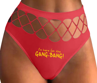 Here for the Gang Bang - Red Fishnet Thong