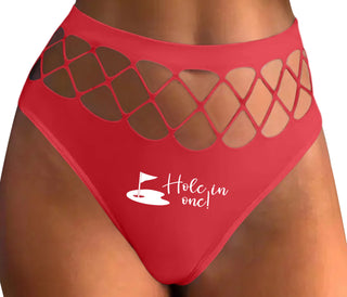 Hole In One - Funny Golf - Red Fishnet Thong