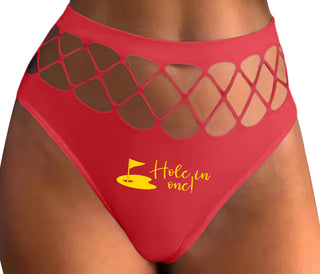 Hole In One - Funny Golf - Red Fishnet Thong
