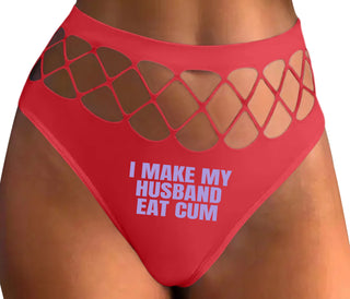 i Make My Husband Eat Cum - Red Fishnet Thong