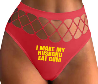 i Make My Husband Eat Cum - Red Fishnet Thong