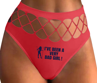 I've Been A Very Bad Girl - Red Fishnet Thong