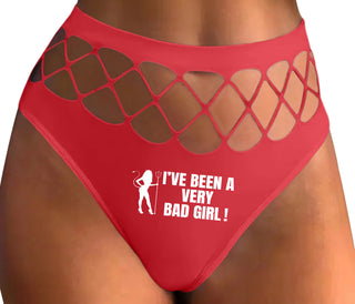 I've Been A Very Bad Girl - Red Fishnet Thong