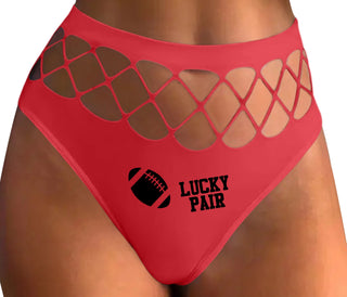 Lucky Pair - Football - Red Fishnet Thong