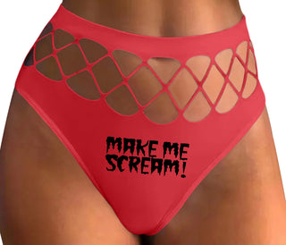 Make Me Scream - Red Fishnet Thong