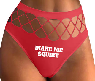 Make Me Squirt - Red Fishnet Thong