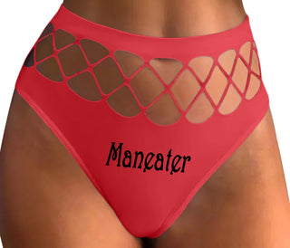 Maneater - Red Fishnet Thong