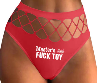Master's Little Fuck Toy - Red Fishnet Thong