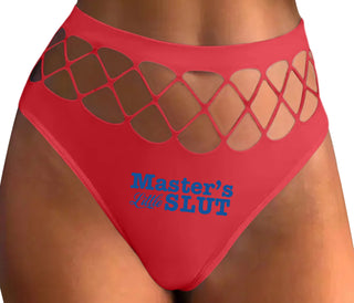 Master's Little Slut - Red Fishnet Thong
