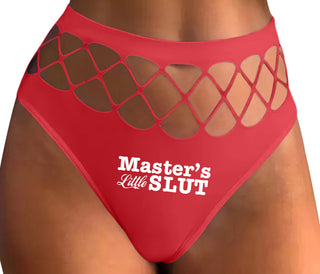 Master's Little Slut - Red Fishnet Thong