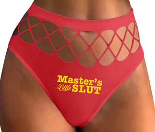 Master's Little Slut - Red Fishnet Thong