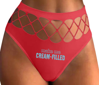 Make Me Cream Filled - Red Fishnet Thong