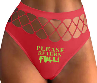 Please Return Full - Red Fishnet Thong