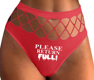 Please Return Full - Red Fishnet Thong