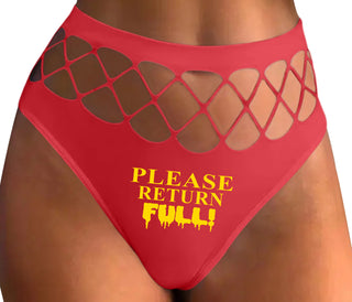 Please Return Full - Red Fishnet Thong