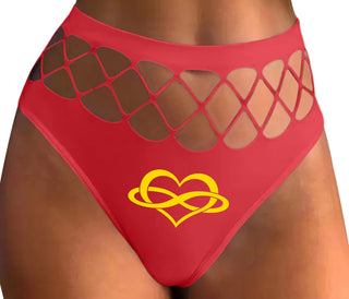 Polyamory Logo - Red Fishnet Thong
