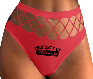 Property Of Daddy - Athletic Look - Red Fishnet Thong