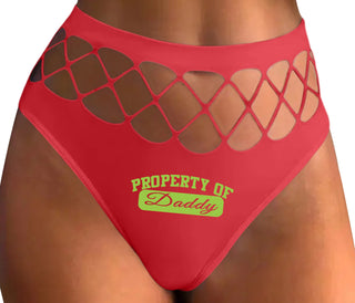Property Of Daddy - Athletic Look - Red Fishnet Thong