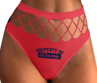 Property Of Daddy - Athletic Look - Red Fishnet Thong