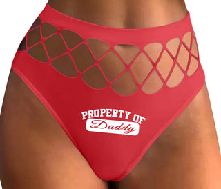 Property Of Daddy - Athletic Look - Red Fishnet Thong