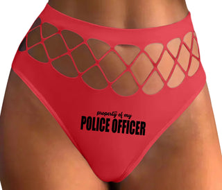 Property Of My Police Officer - Red Fishnet Thong