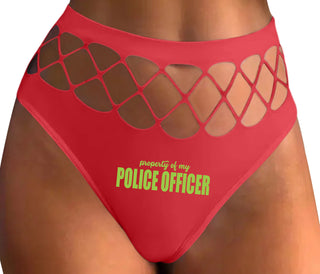 Property Of My Police Officer - Red Fishnet Thong