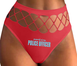 Property Of My Police Officer - Red Fishnet Thong