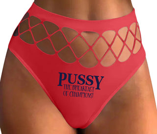 Pussy The Breakfast Of Champions - Red Fishnet Thong