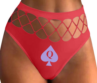 Queen Of Spades Logo - Red Fishnet Thong