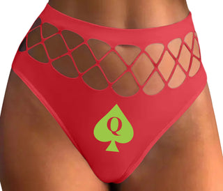 Queen Of Spades Logo - Red Fishnet Thong