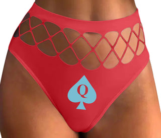 Queen Of Spades Logo - Red Fishnet Thong