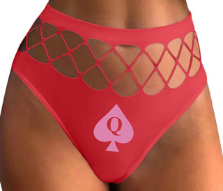Queen Of Spades Logo - Red Fishnet Thong