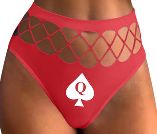 Queen Of Spades Logo - Red Fishnet Thong