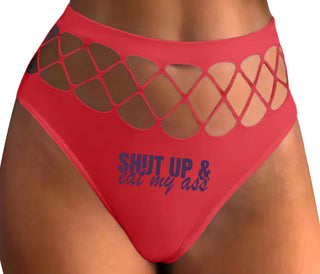 Shut Up and Eat My Ass - Red Fishnet Thong