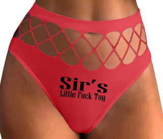 Sir's Little Fuck Toy - Red Fishnet Thong