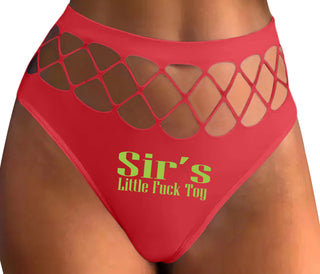 Sir's Little Fuck Toy - Red Fishnet Thong