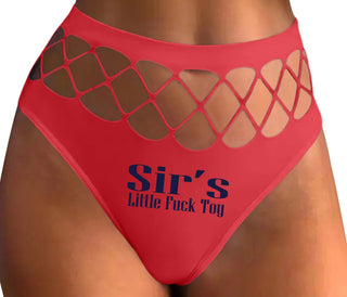 Sir's Little Fuck Toy - Red Fishnet Thong