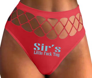 Sir's Little Fuck Toy - Red Fishnet Thong