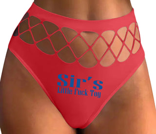 Sir's Little Fuck Toy - Red Fishnet Thong