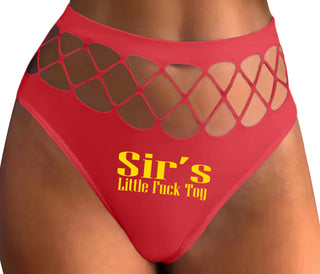 Sir's Little Fuck Toy - Red Fishnet Thong