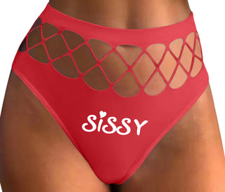 Sissy - Red Fishnet Thong