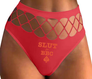 Slut For Big Black Cock - Red Fishnet Thong