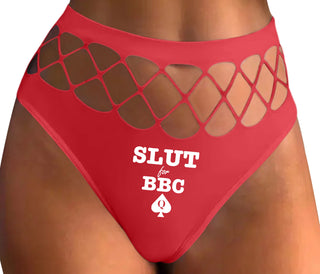 Slut For Big Black Cock - Red Fishnet Thong