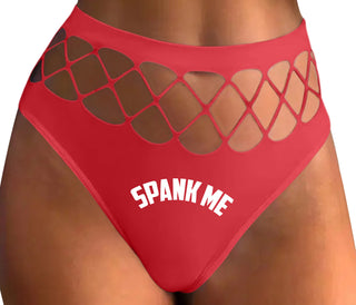 Spank Me - Bold Design - Red Fishnet Thong