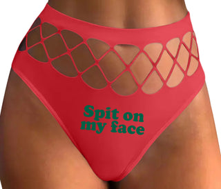 Spit On My Face - Red Fishnet Thong