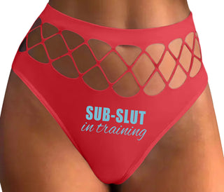 Sub Slut In Training - Red Fishnet Thong