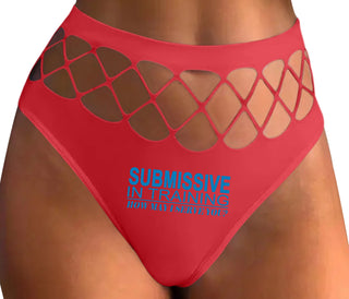 Submissive In Training How May I Serve You - Red Fishnet Thong