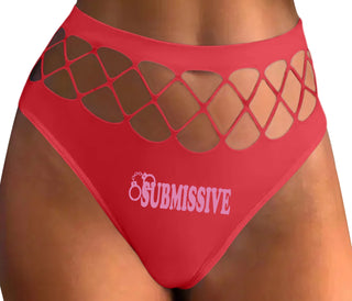 Submissive - Cuff Logo - Red Fishnet Thong