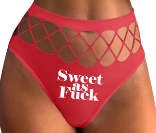Sweet As Fuck - Red Fishnet Thong